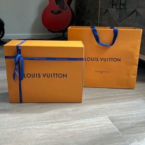 Louis Vuitton Orange Gift Box with Blue Ribbon